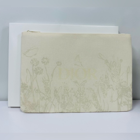 Dior Makeup Pouch Floral Flat Beauty Case Trousse 💛 - Picture 2 of 11